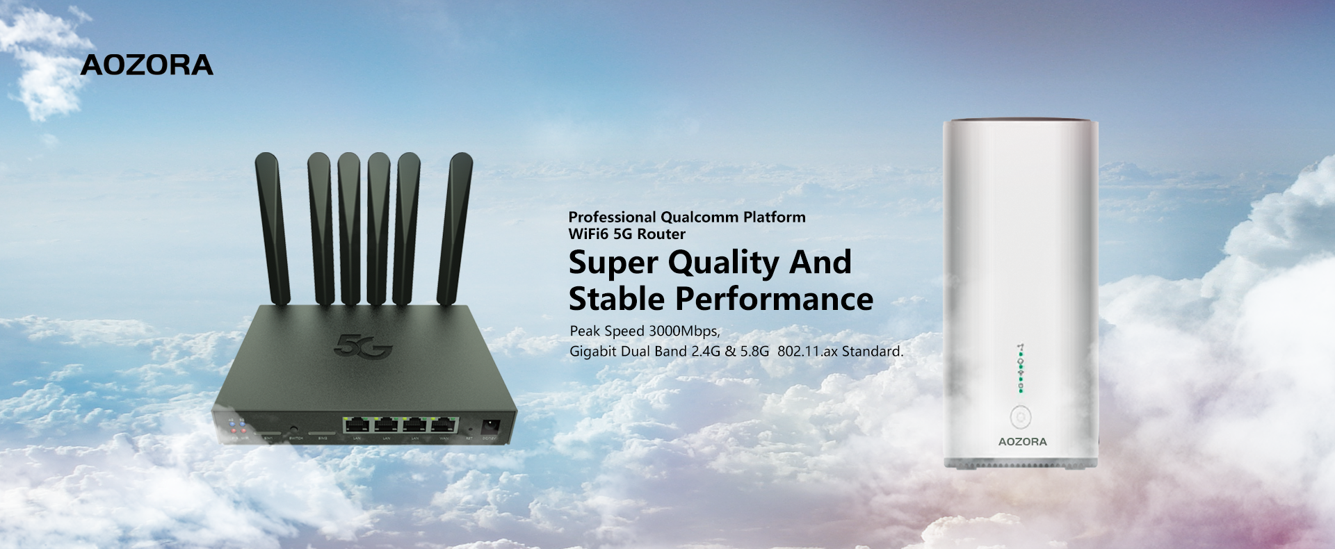 Qualcomm WiFi 6 5G Router with 3000Mbps speed and dual-band support.