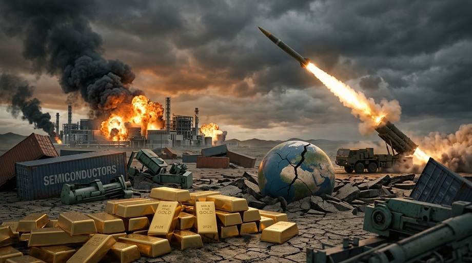 2026 semiconductor crisis visualized with gold bars, missiles, and rugged tablets.jpg