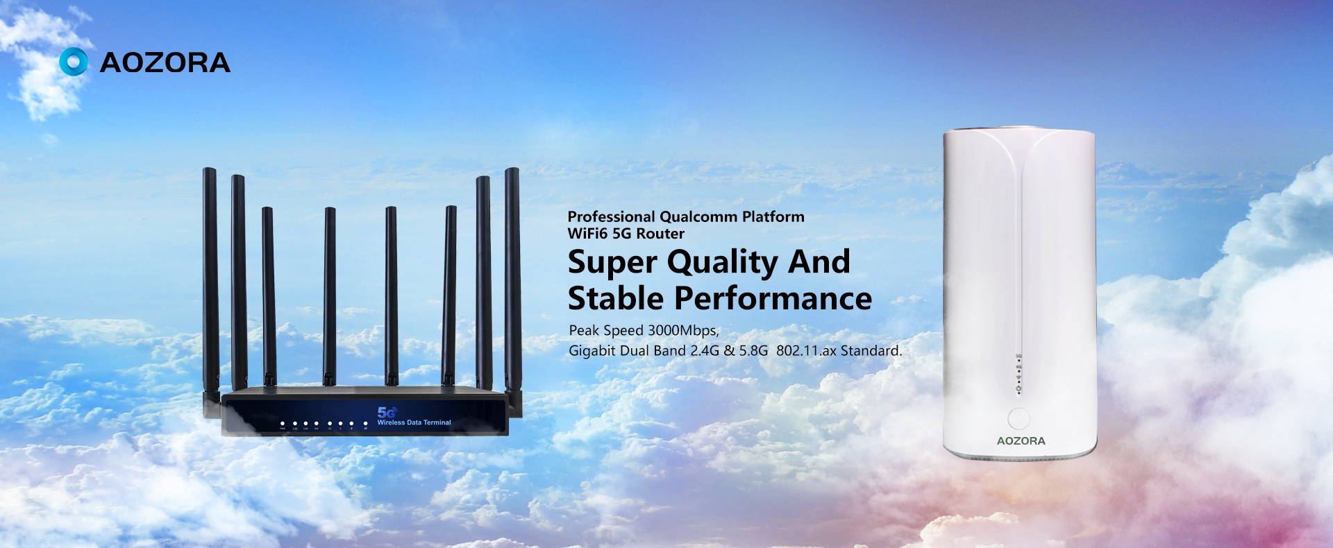 Qualcomm WiFi 6 5G Router with 3000Mbps speed and dual-band support.