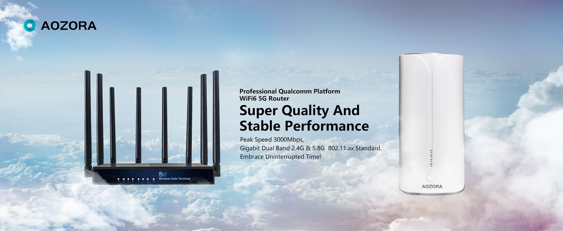 Qualcomm WiFi 6 5G Router with 3000Mbps speed and dual-band support.