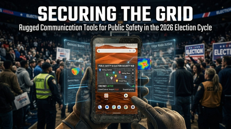 Law enforcement using industrial rugged tablet for election security.jpg