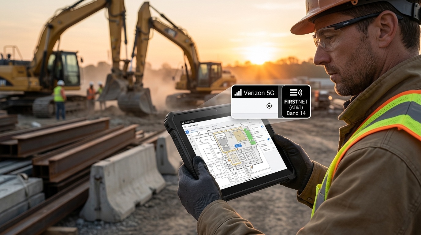 Field engineer using an industrial AT&T tablet for FirstNet logistics.jpg
