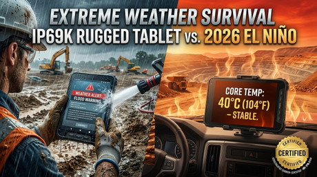 K8 Active IP69K rugged tablet being sprayed with high-pressure water.jpg