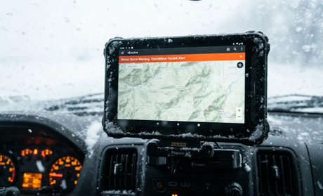 Field technician using sunlight-readable screen in Hazard Alert.jpg