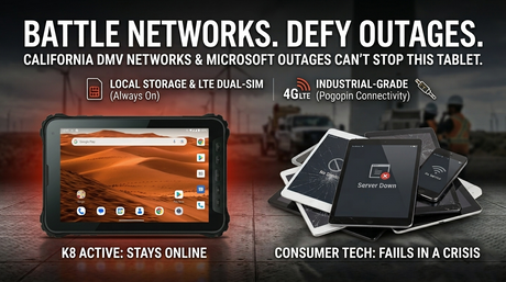 Professional using K8 Active android rugged tablet in a high-speed work environment..png
