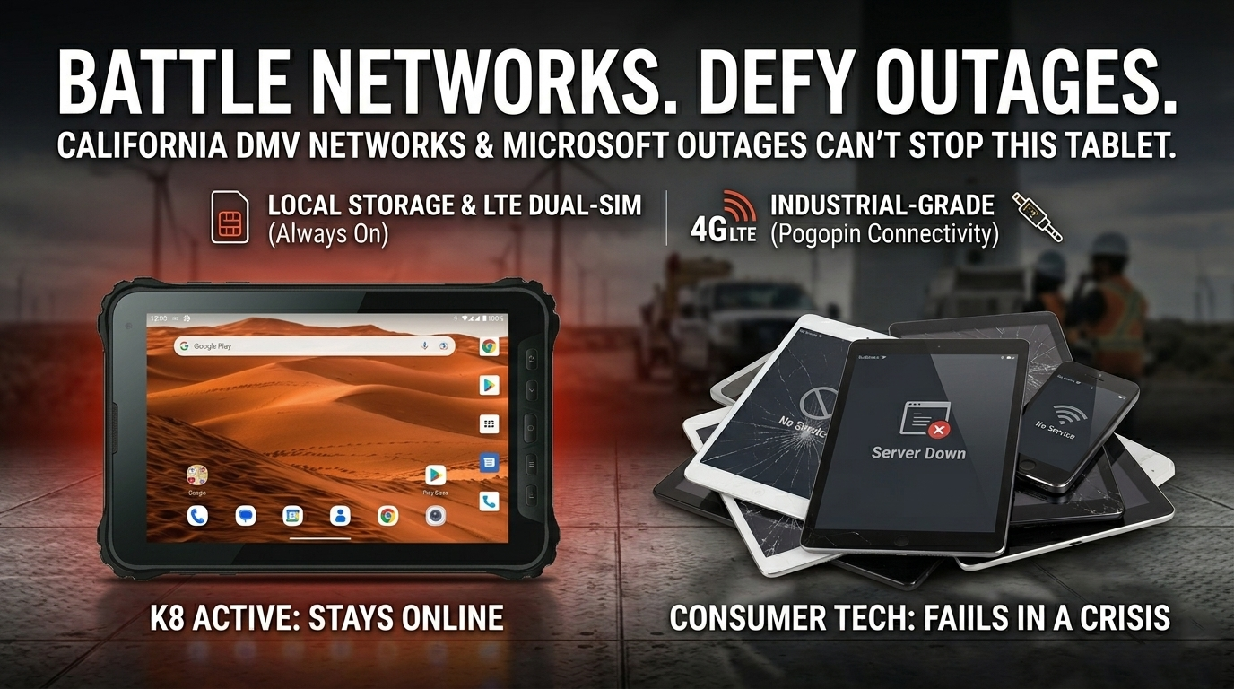 Professional using K8 Active android rugged tablet in a high-speed work environment..png