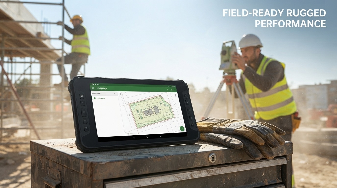Technician using an android rugged tablet in direct sunlight on a construction site-1.jpg