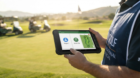 K8 Active industrial rugged tablet displaying a golf course map in direct sunlight.-4.jpg