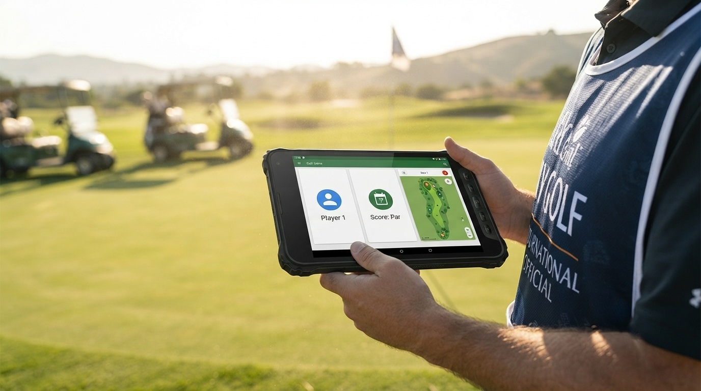 K8 Active industrial rugged tablet displaying a golf course map in direct sunlight.-4.jpg