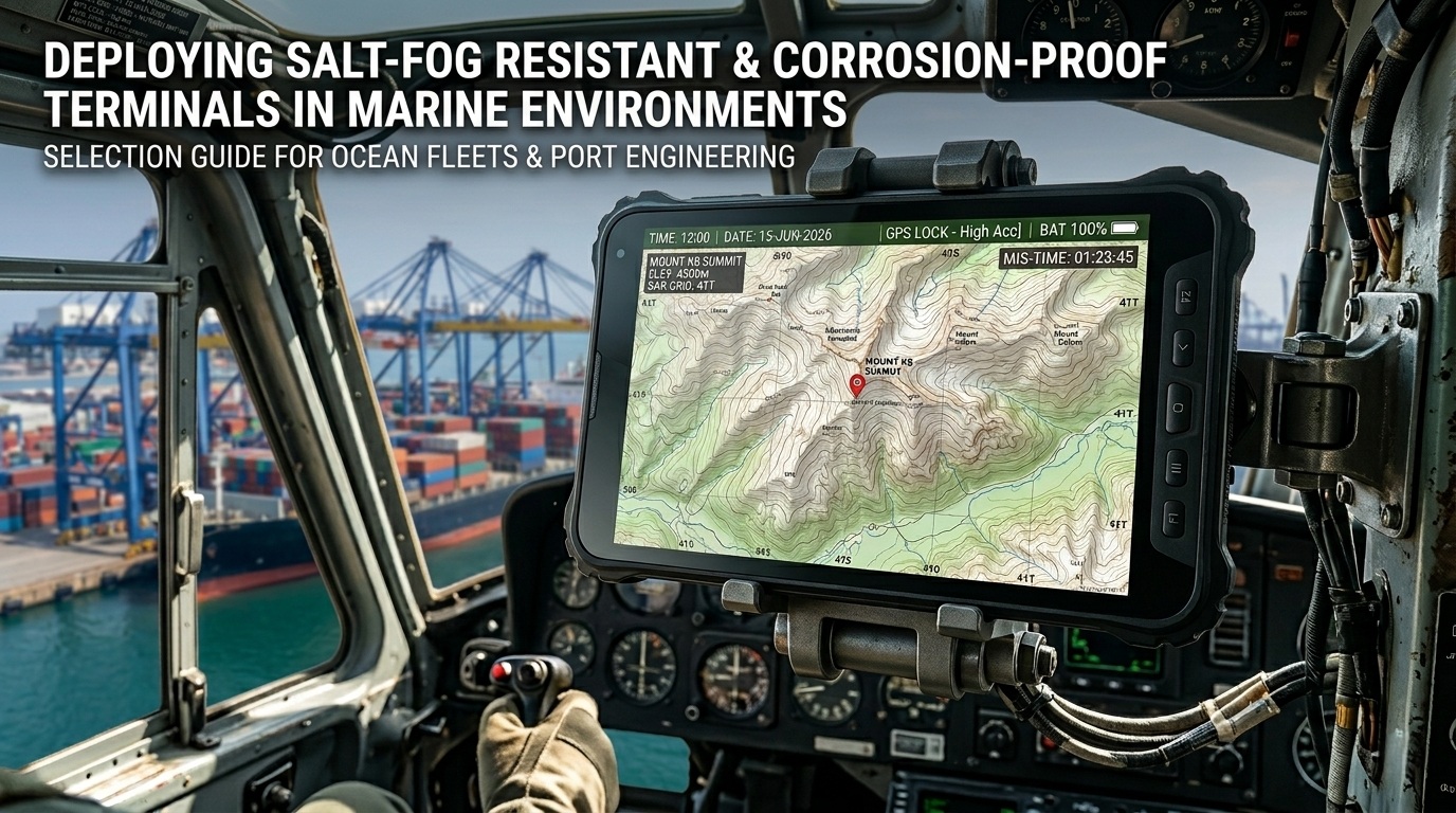 Aozora industrial rugged tablet mounted securely inside a rescue helicopter cockpit..jpg