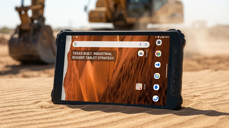 Aozora K8 Active rugged tablet on a dusty Texas construction site.jpg