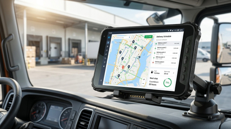 Rugged tablet mounted in logistics vehicle.jpg