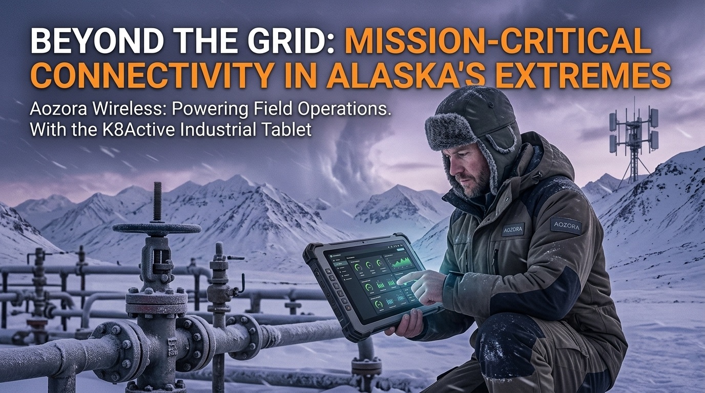 Aozora K8 Active rugged tablet being used in a snowy Alaskan oil field..jpg